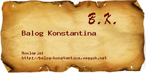 Balog Konstantina névjegykártya